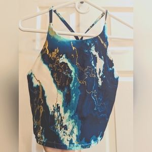 Marble Look Longline Sports Bra